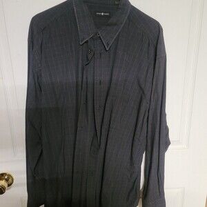 Mens grey plaid button down Cotton Traders shirt - size XXL